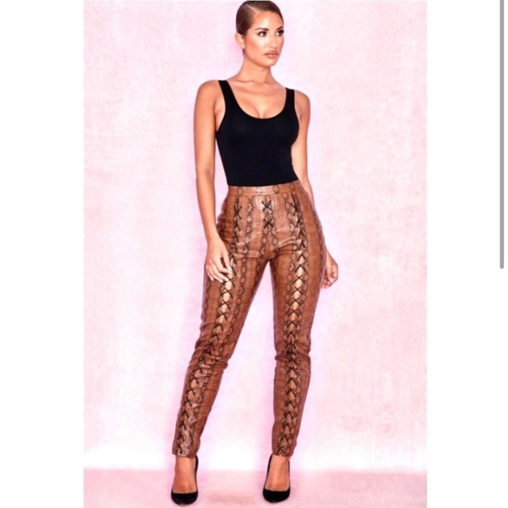 Sophia Snakeskin Lace up Trouser